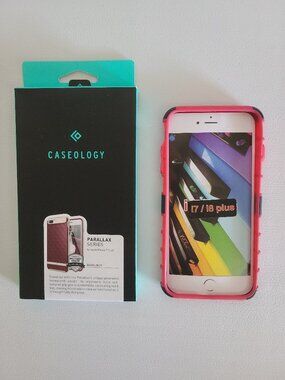 Iphone 7 PLUS Phone Case Cover Pink Burgundy Caseology Oeago with Kickstand (A1)